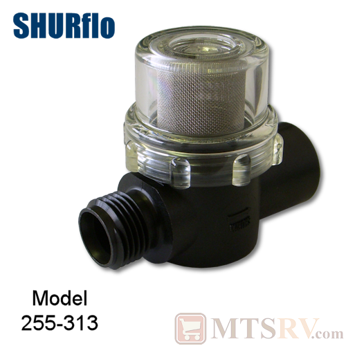 Shurflo Model 255-313 In-Line Strainer - 1/2" NPSM Inlet (M) - 1/2" NPSM Outlet (F)