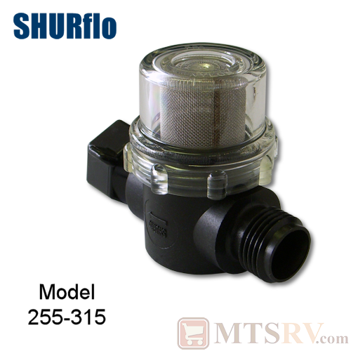 Shurflo Model 255-315 In-Line Strainer - 1/2" NPSM Inlet (M) - 1/2" Swivel Outlet (F)