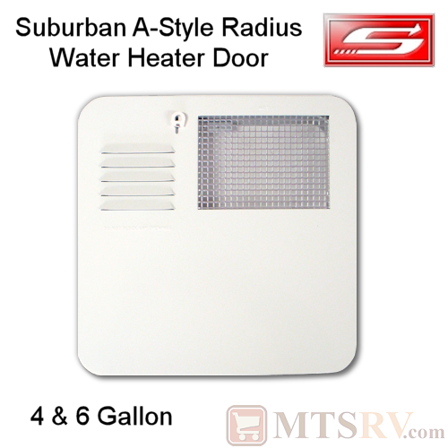 Suburban A-Style Water Heater Door for 4 & 6 Gallon Tanks - Radius Corner Standard Mount - Model 6261APW