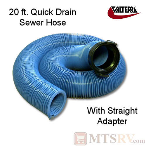 Valterra 20 ft. Quick-Drain 8 mil 3" Diameter Sewer Drain Hose With Straight Adapter - Model D04-0121