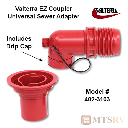 Valterra EZ Coupler Universal 90 Degree Sewer Adapter Set - Red