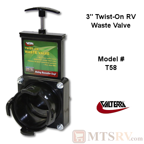 Valterra Bayonet Twist-On 3" Bladex Waste Valve With Metal Handle - Model T58