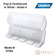 Camco RV Pop-A-Toothbrush Hygenic Holder - WHITE - Holds 4 Brushes