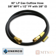 Enerco 60" (5') LP Outflow Hose - 3/8" MPT x 1/2" FF  x 3/8" ID