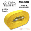 Fulton 2" x 20' Heavy Duty Winch Strap with Hook in Yellow