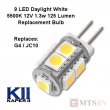 Kaper II 5500K 125 Lumen Replacement 9 LED Bulb for G4/JC10 2 pin Daylight White