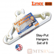 Lynx Levelers Stay-Put White Plastic Clothes Hangers - 6-PACK - USA Made