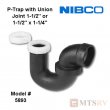 Nibco Black Pipe Fitting H x SJ ABS P-Trap with Union Joint 1-1/2" or 1-1/2"x1-1/4" - 5893