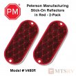 Peterson Mfg #8R Red Oval Stick-On Reflector - 2-PACK - #V480R