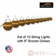 Polymer Products Awning & Patio 6" Globe String Lights - 10 Light Set - Bronze