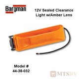 Bargman 12V DC Sealed Clearance Light with Amber Lens and Black Base - #44-38-032