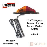 Bargman 12V DC Red/Amber Clearance Marker Light - Triangular - Fender Mount - 4-PACK