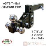 CR Brophy 10,000 lb. Adjustable HD Tri-Ball Hitch - Black w/Chrome Hitch Balls (1-7/8", 2" & 2-5/16") - Model ADTB