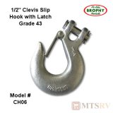 BROPHY CH06 1/2" Clevis Slip Hook with Latch - Grade 43 - MBS/27,600 - SINGLE