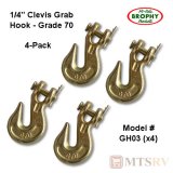 BROPHY GH03 1/4" Clevis Grab Hook - Grade 70 - MBS/12,600 MLL/3,600 - 4-PACK