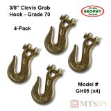BROPHY GH05 3/8" Clevis Grab Hook - Grade 70 - MBS/26,400 WLL/7,500 - 4-PACK