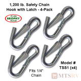 Brophy TSS1 1.2K Latching Safety Hook for 1/4" Chain - 4-PACK