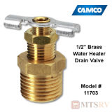Camco RV 1/2" Drain Valve for Water Heaters