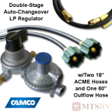 CAMCO RV 2-Stage Changeover Regulator w/2 ACME Inflow Hoses & 1 60" Outflow Hose