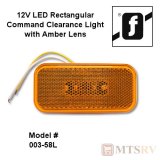 Fasteners Unlimited LED Rectangular Clearance Light with Amber Lens and White Base