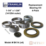 FRANKLIN Bearing Kit - Model BK14 - 1-1/4" x1-3/4" (14125A outer) for F865D - 4-PACK