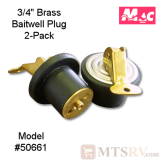 MAC 3/4" Brass Snap-Shut Baitwell Plug - SET OF 2 - Deck Livewell - Model #50661