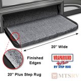 Prest-O-Fit 20" Wide Wrap-Around Plus+ RV Step Rug - STONE GRAY - Durable Trailer Step Rug