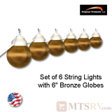 Polymer Products Awning & Patio 6" Globe String Lights - 6 Light Set - Bronze