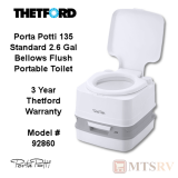 THETFORD Porta-Potti 135 Standard 2.6 Gal Portable Toilet with Bellows Flush - WHITE