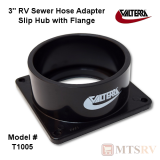 Valterra 3" Black Plastic Sewer Hose Adapter - Slip Socket / Flanged