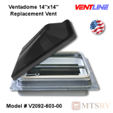 VENTLINE Ventadome 14" x 14" Manual Open/Close Trailer Roof Vent w/Smoke Cover - SINGLE