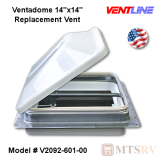 VENTLINE Ventadome 14" x 14" Manual Open/Close Trailer Roof Vent w/White Cover - SINGLE