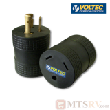Voltec 30A-Gen-to-30A-Std (M/F)  RV-to-Generator 3-Prong Twist-Lock Adapter Plug - Model 16-00516 - 125V Heavy Duty
