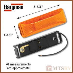 Bargman 12V DC Sealed Clearance Light with Amber Lens and Black Base - #44-38-032