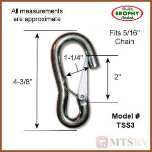 Brophy TSS3 5,500 lb. Safety Hook with Latch fits 5/16" Chain - Single