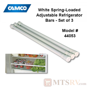 Camco RV Adjustable Spring-Loaded Refrigerator Retaining Bars - 3-PACK - Model 44053