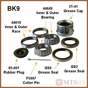 FRANKLIN Bearing Kit - Model BK9 - 1-1/16" x 1-1/16" (44649 outer) - SINGLE