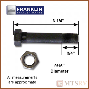 Franklin 3" Steel Shackle Bolt with Nut - Model #390 - SINGLE