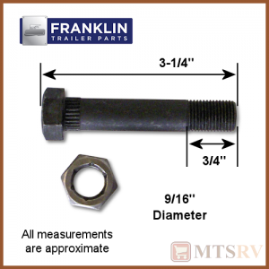 Franklin 3" Steel Shackle Bolt with Nut - Model #390 - 4-PACK