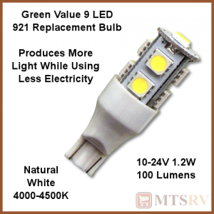 Green Value 921 LED Bulb with Wedge Base - Natural White - SET OF 2 - 15004V