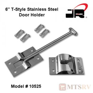 JR Products 6" T-Style Stainless Steel Door Holder with Mounting Screws - #10525
