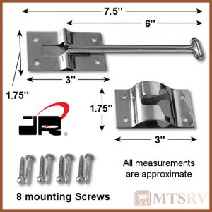 JR Products 6" T-Style Stainless Steel Door Holder with Mounting Screws - #10525