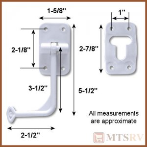 JR Products 5-1/2" 90 Degree T-Style Door Holder w/Screws - White Plastic