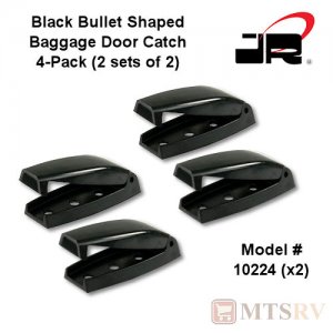 JR Products Baggage Door Catch - Bullet Shaped - Black - 4-PACK