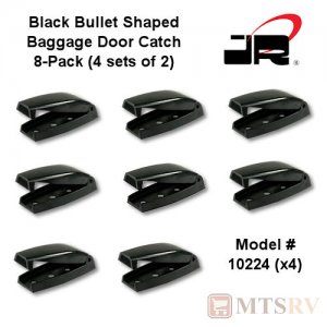 JR Products Baggage Door Catch - Bullet Shaped - Black - 8-PACK