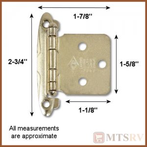 JR Products Self-Closing Flush Mount Hinge w/Screws - SET OF 2 - 70595