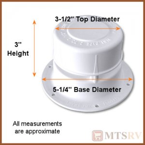WHITE Plastic Attic/Plumbing Vent Cover 1-1/2 Pipe Diameter RV Trailer 