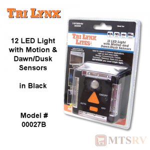 Lynx "Lite" 12-LED Light w/Motion & Dusk Sensors in BLACK