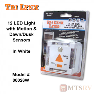 Lynx "Lite" 12-LED Light w/Motion & Dusk Sensors in WHITE