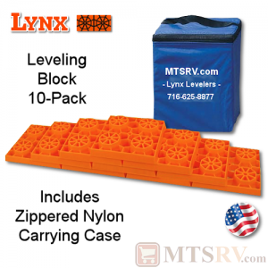 Lynx Levelers Orange RV & Trailer Leveling Blocks - 10 Block Pack w/Nylon Bag - USA Made